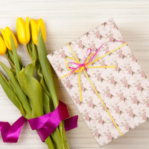 JarThenaAMCS 60Pcs Floral Cotton Fabric Bundles Pink Retro Floral Fabric Squares Spring Summer Quilting Patchwork for DIY Handmade Sewing Crafting, 10 x 10 Inch