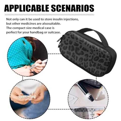 Black Leopard Insulin Pen Cooler Travel Case Diabetic Medication Insulated Cool Organizer for Insulin Pen and Other Diabetic Supplies for The Daily Life and Trip - color: Black Leopard