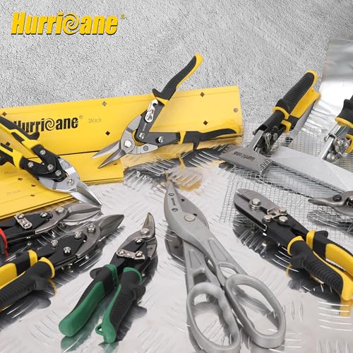 HURRICANE 10 inch Aviation Tin Snips, Straight Cut Metal Shears with Non-Slip Tyregrip Handle, Cr-V Steel Blades Shears for Thin Sheet Metal, Aluminum, Gutter & DIY Projects (Pack of 20) - size: 10 Inch Regular: Straight Cut (Pack of 20)