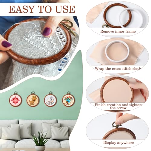 Burbell 15 Pcs Embroidery Hoops Round Wood Frame Cross Stitch,3 Inch - size: 3 Inch