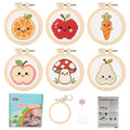 57lilina Cross Stitch Kits for Kids, 6 Set Easy Beginner Embroidery Pattern - color: Fruit B