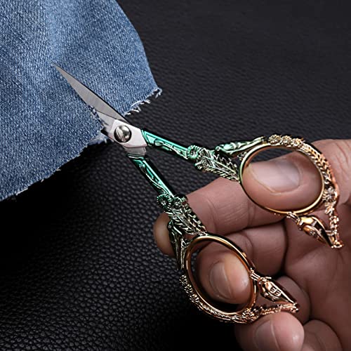 YOUGUOM Precision Embroidery Scissors, Sharp Sewing Scissors - color: Gold Green