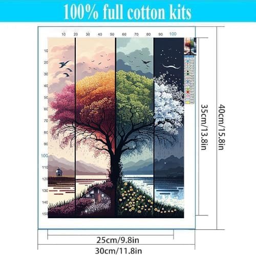 Tree Stamped Cross Stitch Kits for Beginners Adults,Landscape Dimensions Needlepoint Art Crafts,Counted Cross Stitch Kits Embroidery Kits for Beginners Adults for Home Decor 11.8x15.7inch - color: Cross Stitch-1011-4
