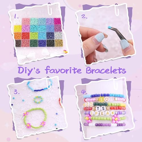 4500pcs 24 Color Seed Beads 4mm 6/0 Round Beads for Bracelet Making - color: 24 Colors