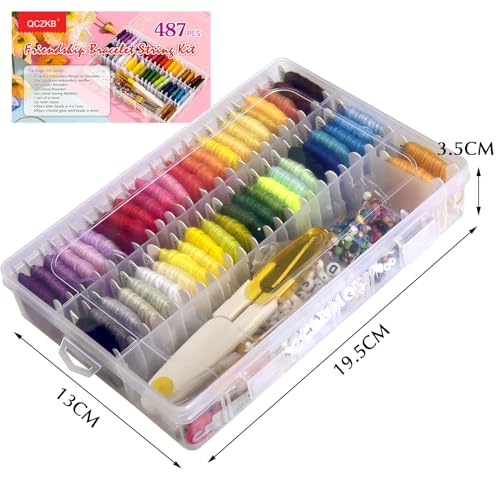 400+Pcs Friendship Bracelet String Kit String Bracelet Making Kit with 50 Skeins Embroidery Floss Cross Stitch Thread, 400Pcs Friendship Bracelet Beads, 37Pcs Embroidery Tools and Storage Box