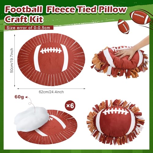 Weysat 6 Sets Football Tied Pillow Craft Kit DIY Football Shaped Pillow Craft Adults Gifts with PP Cotton for Sports Theme Party Room Decor VBS Favors Giveaways - style: Football