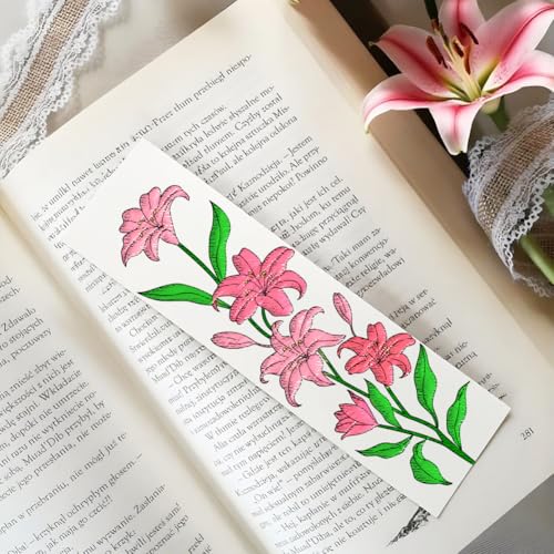 ORIGACH 4 Sheets Water Soluble Embroidery Patterns Stabilizers - 16 Pcs Pre-Printed Flower Bookmark Designs - Stick & Stitch Embroidery Paper for Hand Sewing Lovers - color: Flower Bookmark