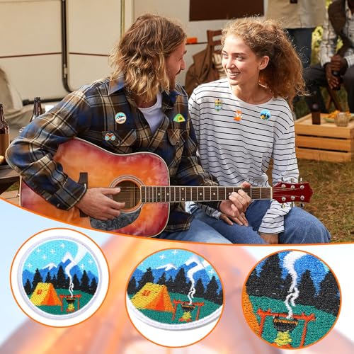 AUGSUN 36pcs Camping Iron on Patches Adventure Embroidered Sew Applique - style: Camping