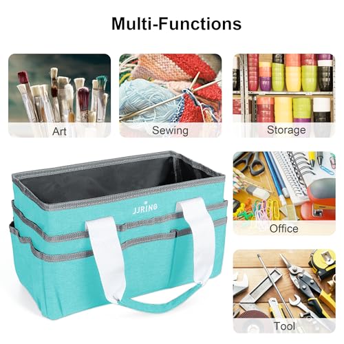 JJRING Craft Organizer Tote Bag Art Storage Caddy Sky Blue - color: Sky Blue, size: Small