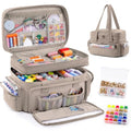 AMOIGEE Puffy Double-Layer Sewing Storage Bag with 2 Clear Organizer Boxes - color: Greige