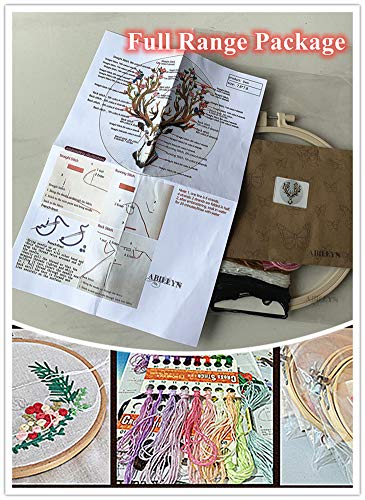 Abillyn Embroidery Starter Kit English Letter A and Flowers Stamped with Printed Pattern Cross Stitch Embroidery Kits (Letter A) - color: Letter A