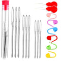 17 Pcs Sewing Knitting Kits, 9 Pcs Large-Eye Blunt Yarn Needles, 2 Pcs Needle Threader, 6 Pcs Colorful Knitting Crochet Locking Counter Stitch Needle, Suitable for Crochet Project - color: 17 PCS