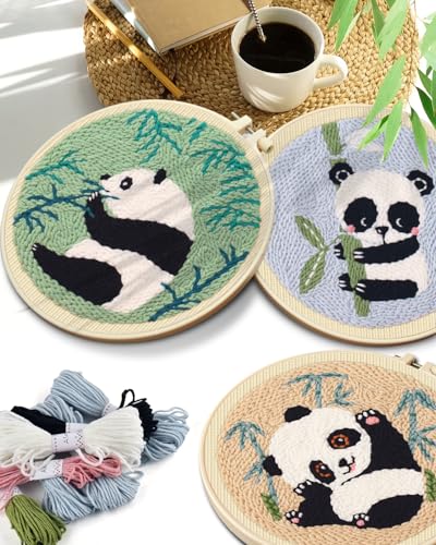 TINDTOP Punch Needle Kits, Panda Punch Embroidery Kits for Adults - color: Cute Panda