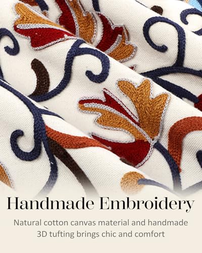 Embroidered Throw Pillow Cover, 18x18 Inch, Fall Floral - color: Fall Flower, size: 18" x 18" (Pack of 1)