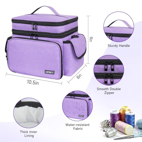 LEFOR·Z Sewing Supplies Organizer Storage Bag(10.5 x 8 x 9inch),Sewing Box - color: Purple