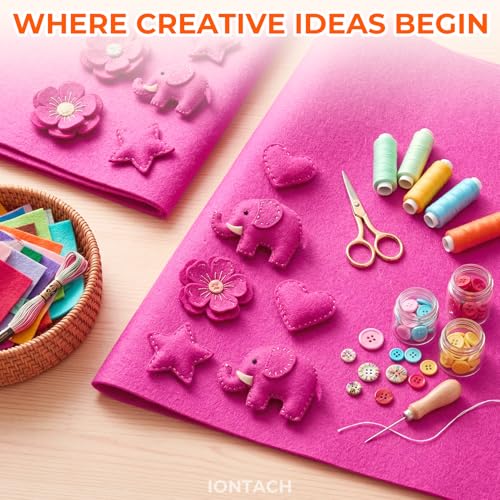 IONTACH 18" X 18" Soft Felt Sheets 1.6mm Thick (2 Packs, Hot Pink) - color: Hot Pink