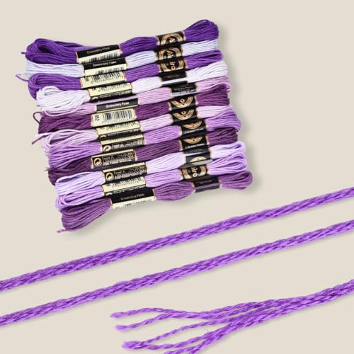 12 Skeins 6 Strands Purple Embroidery Floss String for Knitting - color: Light Purple