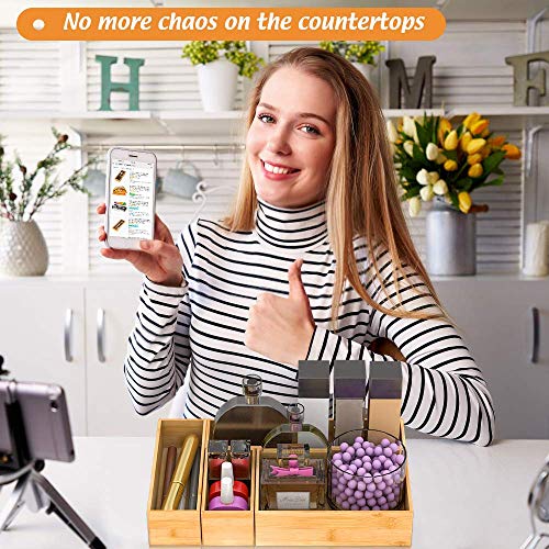 Bamboo Drawer Organizer Utensil Holder for Kitchen, Small Wood Silverware Storage Organizer, Stackable Box Tray for Cutlery, Flatware, Bathroom Caddy for Makeup, Perfume, Jewelry, 6x3x2.5 Inch - color: Bamboo, size: 6*3*2.5 inch
