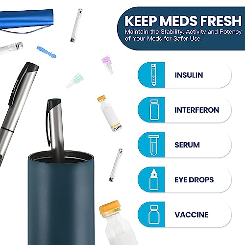 Medineed Large Insulin Cooler Travel Case with Needle Compartment, Black - color: Black