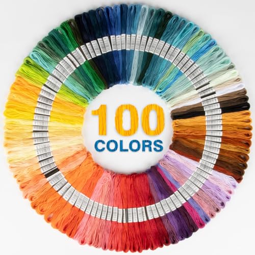 Sukh 100 Colors Embroidery Floss - Variegated Cross Stitch Thread Bulk - size: 100 foot
