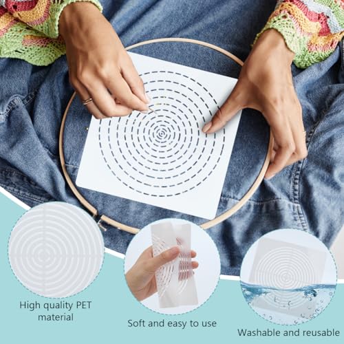FREEBLOSS 8Pcs Sashiko Stencils Sashiko PET Template Annual Ring Embroidery Template for Hand Quilting Sashiko Patterns Templates Embroidery Stencils 2 Sizes 8.7’‘/5.5’‘ - style: Round