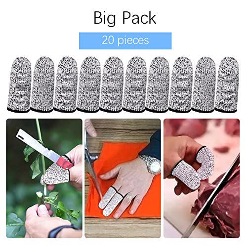 Finger Cots Cut Resistant Protector - 20 Pcs Finger Covers for Cuts, Gloves Life Extender, Cut Resistant Finger Protectors for Kitchen, Work, Sculpture, Anti-Slip, Reusable - size: 20PK