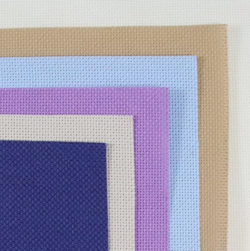 KCS 6 pc of 15" x 18" (38cmx45cm) Counted Cotton Aida Cloth Cross Stitch Fabric Rolled Box (18CT-C) - color: 18ct-c