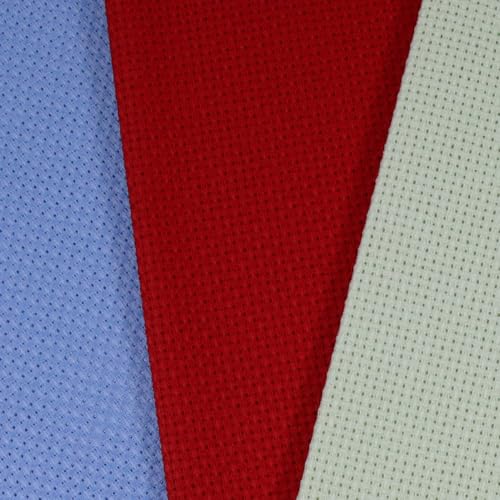 KCS 3 pc of 12" x 18" 14CT Counted Cotton Aida Cloth Cross Stitch Fabric (Light Blue+Light Green+Red) - color: Light Blue+light Green+red