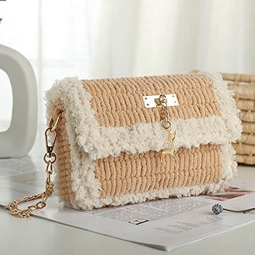 ABOOFAN DIY Woven Purse Material Kit Cross Stitch Purse Canvas with Deer Pendant Handmade Bag Accessory for Phone Cosmetics Gift Making 7.28 X 4.13 X 1.57 in