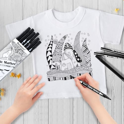 Reaeon Black Fabric Markers, Dual Tip Fabric Paint Markers, Permanent Fabric Pens for Clothes, T Shirts, Canvas, Bags (6pack) - color: 6-Black