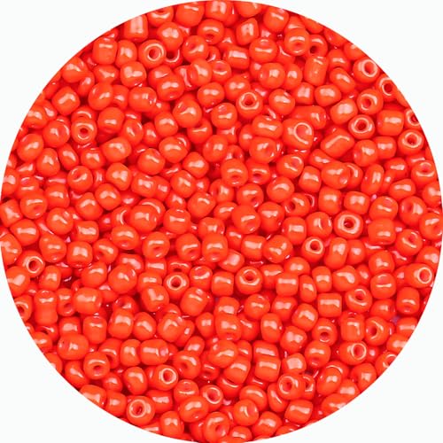Legefo 4mm Glass Seed Beads Bulk, Orange 6/0 Small Mini Pony Seed Beads, Tiny Round Craft Bead for Bracelet Necklace Wrist Jewelry Making Beading Weaving DIY Crafts Supplies, 1000pcs - color: Orange
