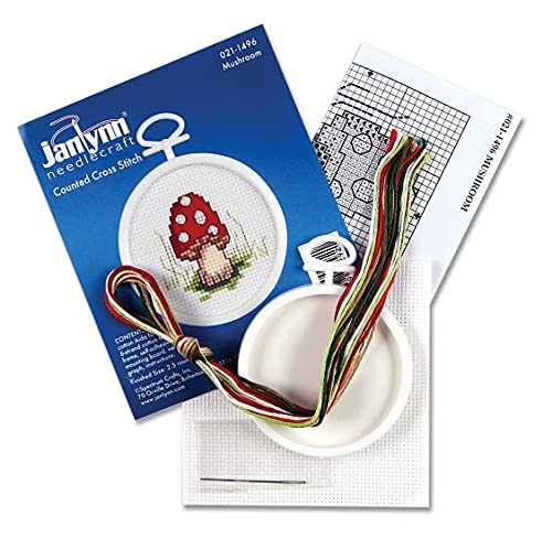 Tobin Janlynn Mini Cross Stitch Kit 2.5" Round-Mushroom (18 Count) (21-1496)