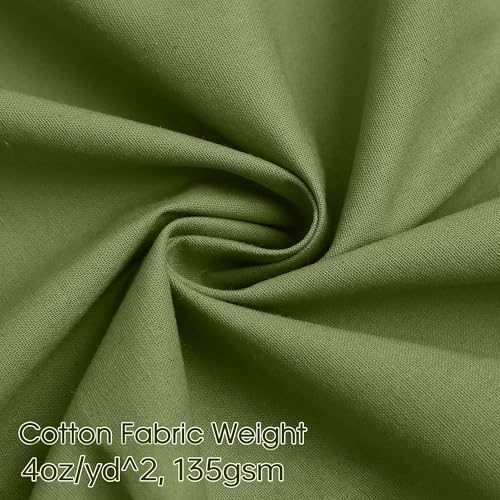 Army Green Cotton Fabric, Natural 100% Cotton Poplin Fabric by The Yard 59 Inches Wide Lining Fabric for Sewing Apparel Cloth Soft Embroidery Quilting, 1 Yard - color: Army Green, size: 1 Yard