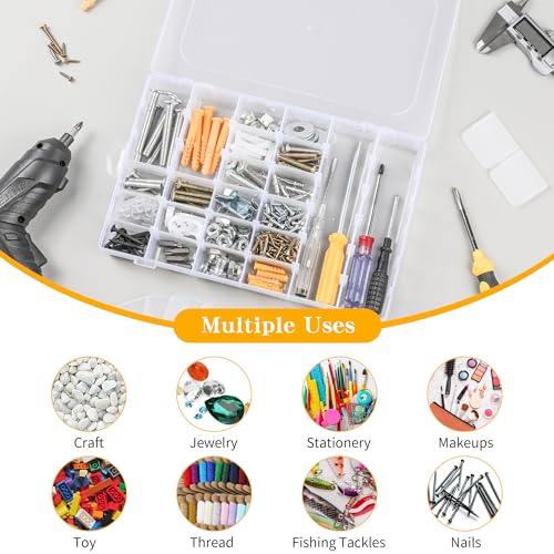 36-Grid Bead and Tackle Box Organizer, Adjustable Dividers, 4 Pack - color: Clear-4pack-144 Grids