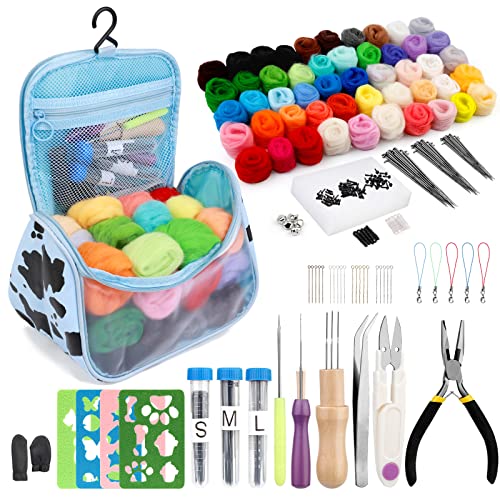 JUPEAN Needle Felting Kits for Beginners Adults 50 Colors Wool Felting Kit - style: Style C