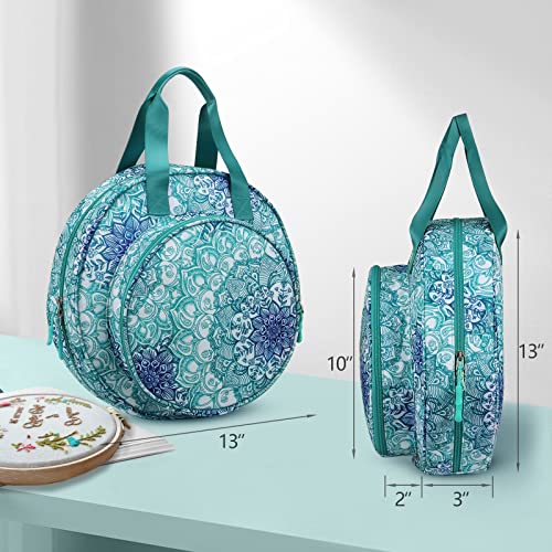 FINPAC Embroidery Project Bag, Embroidery Kits Storage Carrying Tote Bag - color: Emerald Illusions