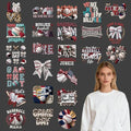 Rngmsi Dtf Transfers Ready to Press - 24 Pcs Baseball Iron on Patches for T-Shirts, Sport Game Heat Transfer Vinyl Decals, Bow Iron on Stickers for Hoodie DIY Fabric Clothes Decor - style: Baseball