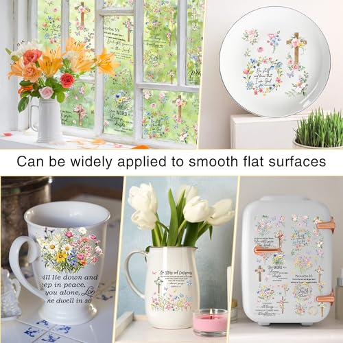 12 Pcs Bible Verse Floral Rub-On Transfers for Furniture & Crafts - style: Bible Verse Floral