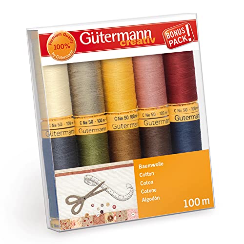 Gutermann 734521-3 Thread Set Natural Cotton 50 100m/10 reels, Col 2 Assorted - color: Col 2 Assorted