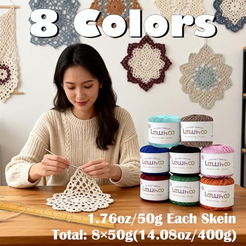 Crochet Thread, Size 10 Mercerized Cotton Lace Yarn Set - color: multicolor 1