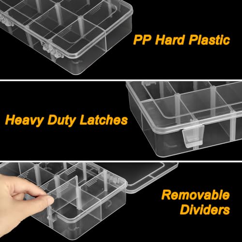 2 Pack 8 Grids Bead Organizer and Small Parts Storage Tackle Boxes