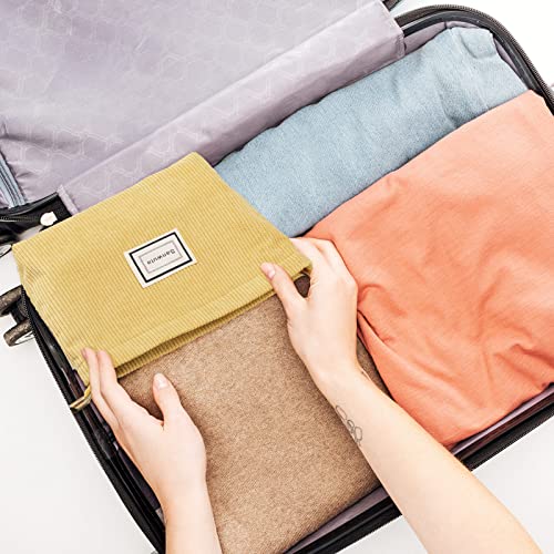 Sanwuta 4 Pack Velvet Corduroy Makeup Bag Zipper Pouch,Macaron Series,Plaid - color: Macaron Series