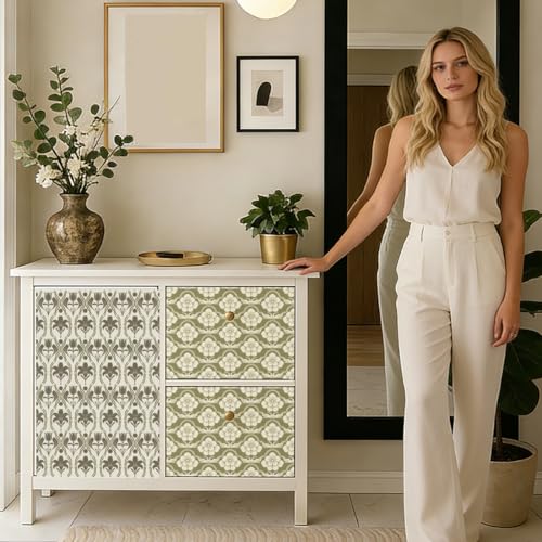 6 Sheets Furniture and Craft Rub on Transfers with Symmetrical Retro Floral Design, Waterproof Transfers Stickers for DIY Wood Furniture, Door, Windows, Gifts and Home Decor 6x12” - style: Retro Flower Pattern