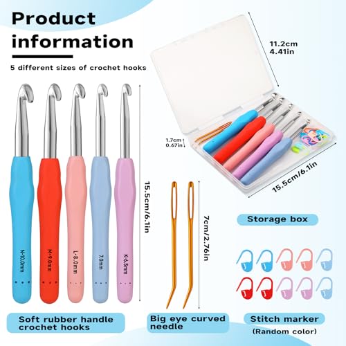 Mayboos 5 Sizes Crochet Hook Set, Large Crochet Hooks - size: 5 Sizes
