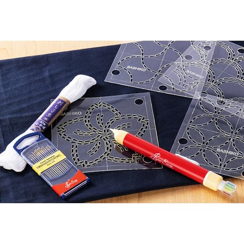 Sew Easy 4” Sashiko Template – Seigaiha (Waves) Quilting & Patchwork Rule for Applique Sewing, Transparent Acrylic Non-Slip, Instructions Included