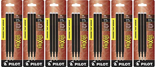 Pilot Gel Ink Refills for FriXion Erasable Gel Ink Pen, Fine Point, Black Ink, 7 Pack (21 Refills Total) - size: 3 Count (Pack of 7)