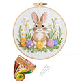 BoAn Rabbit Embroidery Kit for Beginners, DIY Cross Stitch Kit with Hoop - color: rabbit-1