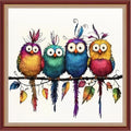 Funchey Counted Cross Stitch Kits for Adults Needlepoint Kits Unprinted Cross Stitching Embroidery Kit 11CT Cross Stitch Supplies&Four Colorful Little Birds 18x18 inch - color: DIYCrafts08