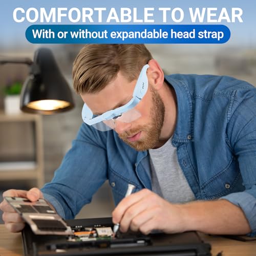 YOCTOSUN Magnifying Glass with Light, 0.75X-4.0X Headset Magnifier - color: Blue
