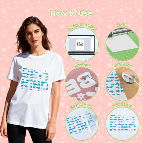 HTVRONT Floral HTV Heat Transfer Vinyl, 11 Packs Iron on Vinyl for T-Shirts - color: Floral HTV